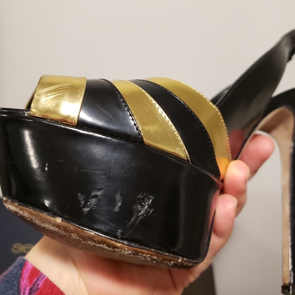 Sergio Rossi Bicolor Leather Slingback Platform - Picture 10 of 12